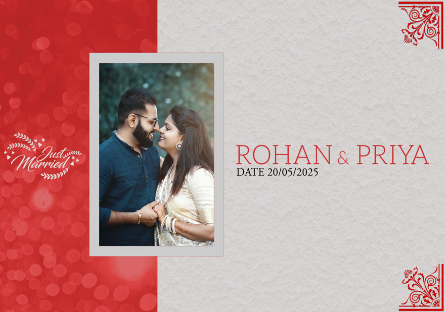 Modern wedding album back cover design PSD 14x20 with clean lines
