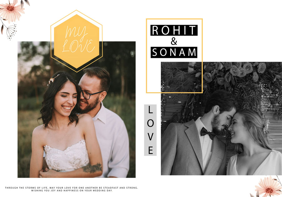 Premium wedding album back cover design 14x20 PSD for studios