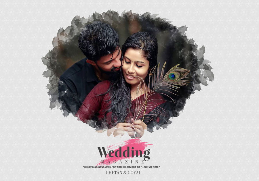Modern wedding album front cover PSD template 14x20 for photographers
