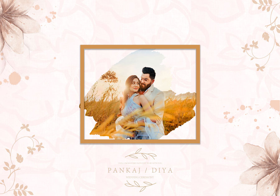 Creative wedding album front cover PSD 14x20 with modern layout