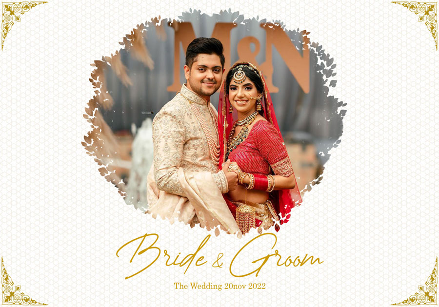 High-quality wedding album front cover PSD 14x20 with portrait layout