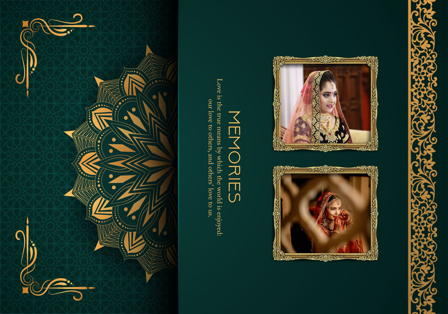 Premium wedding album front cover PSD 14x20 with elegant frame