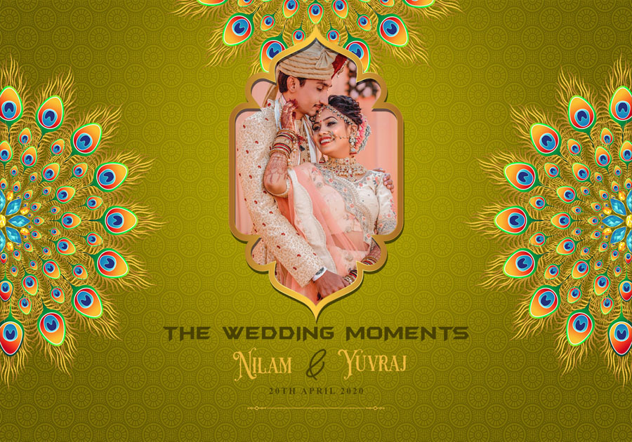 Creative wedding album front cover PSD 14x20 for studio portfolios