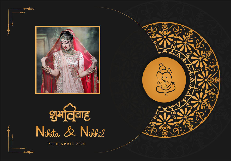 Modern wedding album front cover PSD 14x20 with photo frame