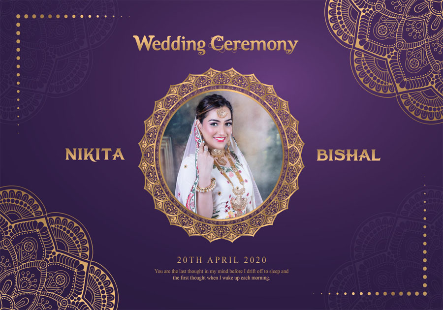 Professional wedding album front cover PSD 14x20 with clean layout