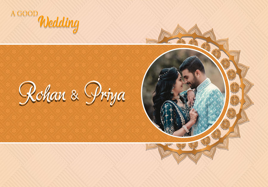 Creative wedding album front cover PSD 14x20 with elegant layout