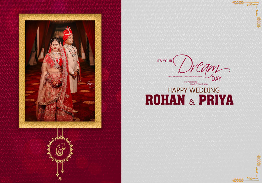 Creative wedding album front cover PSD 14x20 with elegant layout