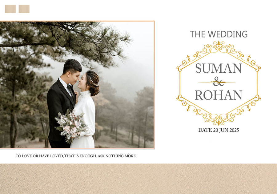 Creative wedding album front cover PSD 14x20 for premium printing
