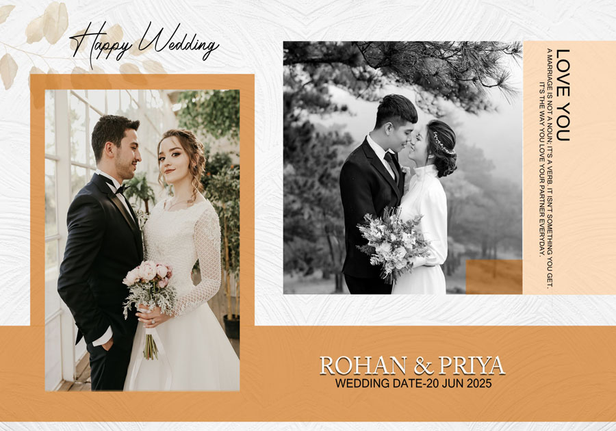 Premium wedding album front cover PSD 14x20 for studio portfolios