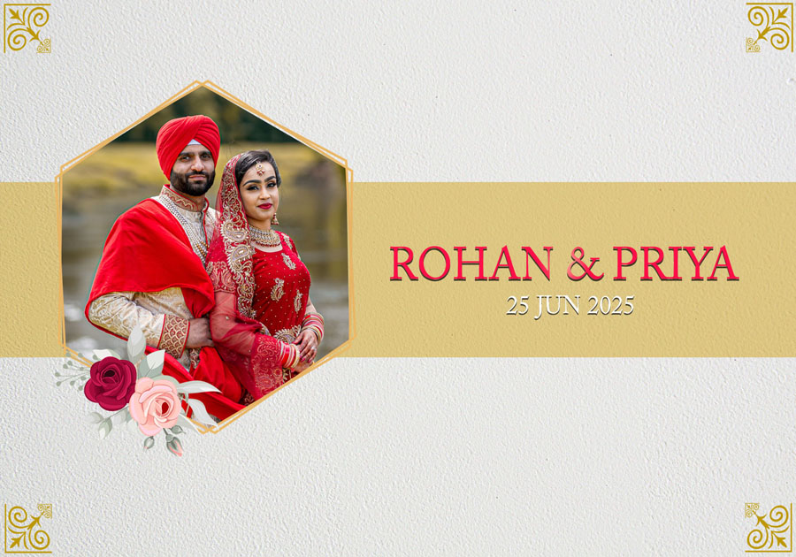 Elegant wedding album front cover PSD 14x20 with decorative motif