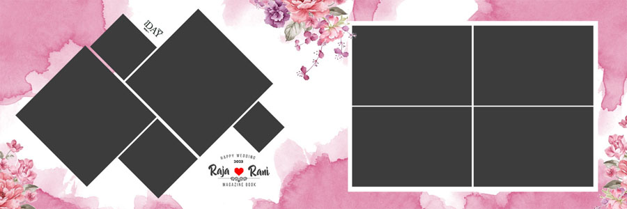 Floral Wedding Album Design 12x36 PSD Template 1 - high resolution 300 DPI