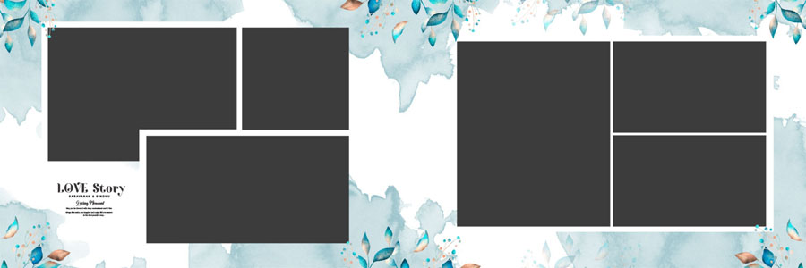 Floral Wedding Album Design 12x36 PSD Template 11 - editable smart objects Photoshop