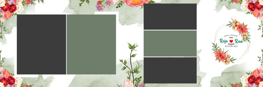 Floral Wedding Album Design 12x36 PSD Template 2 - wedding album layout PSD