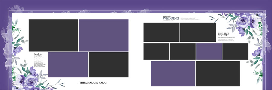 Floral Wedding Album Design 12x36 PSD Template 20 - printable 300 DPI album PSD