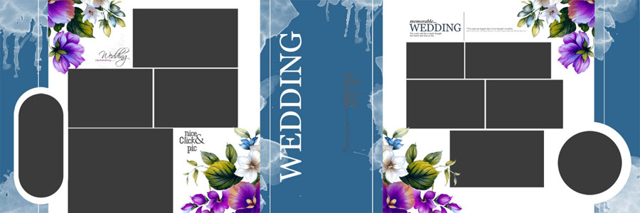 Floral Wedding Album Design 12x36 PSD Template 22 - wedding album PSD sheets