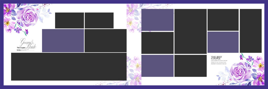 Floral Wedding Album Design 12x36 PSD Template 23 - editable album PSD for studios