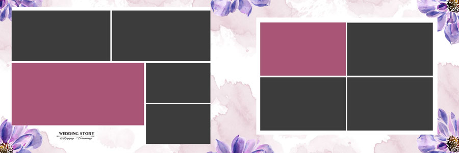Floral Wedding Album Design 12x36 PSD Template 4 - floral theme wedding album PSD