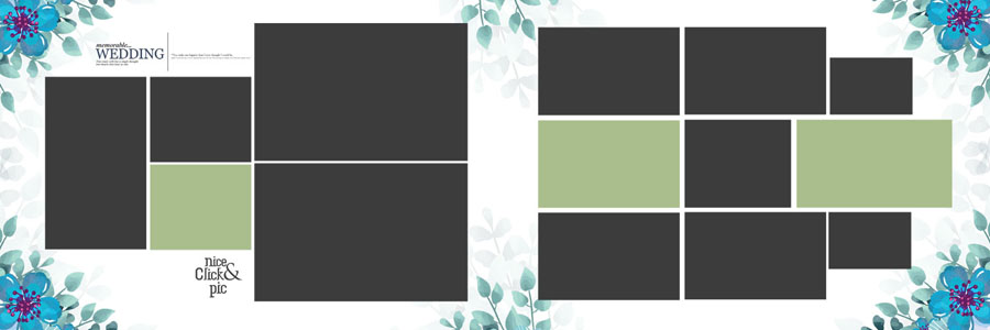 Floral Wedding Album Design 12x36 PSD Template 5 - 12x36 album PSD high DPI