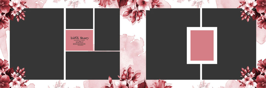 Floral Wedding Album Design 12x36 PSD Template 9 - premium high quality PSD