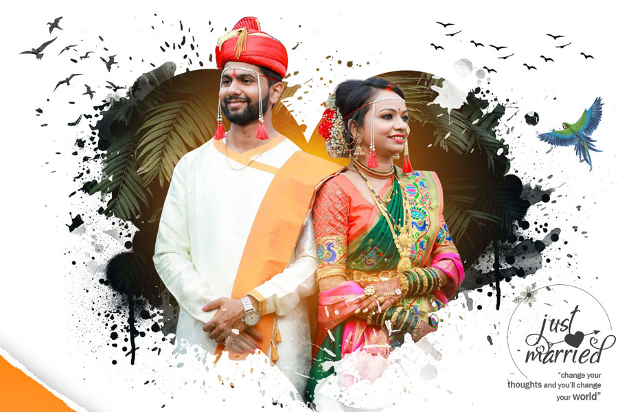 Traditional Marathi wedding photo album cover design 12x18 PSD