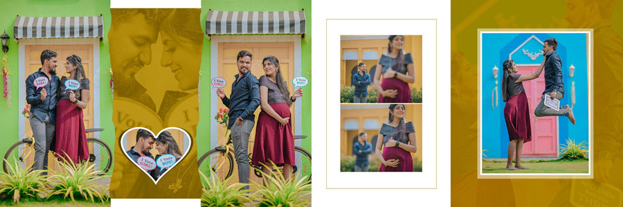 Pregnancy album design PSD template 12x36 for studio photographers
