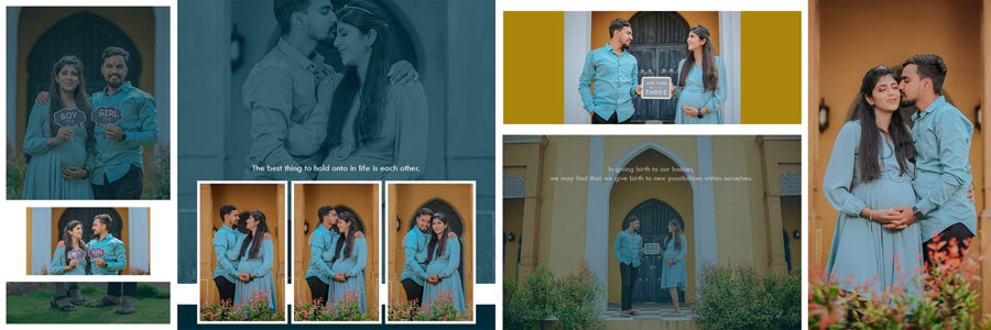 Premium maternity album design PSD 12x36 with creative photo frames