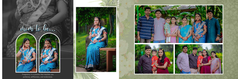 Professional maternity album design 12x36 PSD for photographers