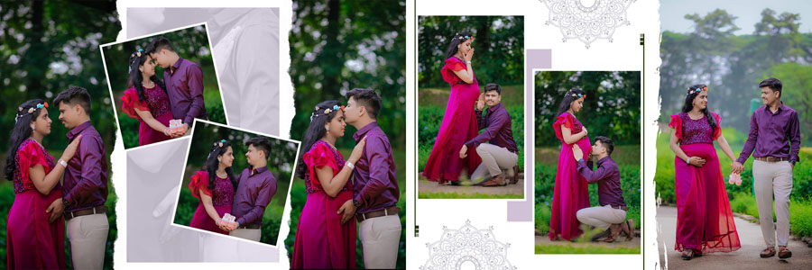 Pregnancy photoshoot album design PSD template 12x36 size