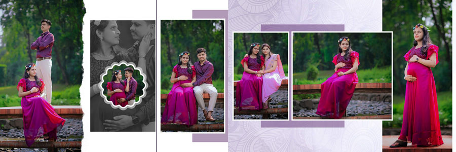 Modern maternity album PSD design 12x36 for photo studio use