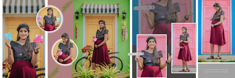 Stylish maternity album layout PSD 12x36 for professional albums