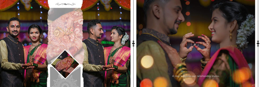 Traditional Marathi wedding album design 12x36 PSD template