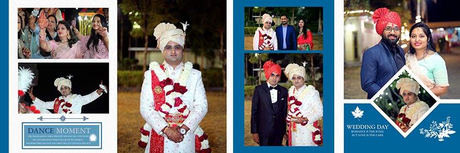 Professional marriage album PSD design with modern styling