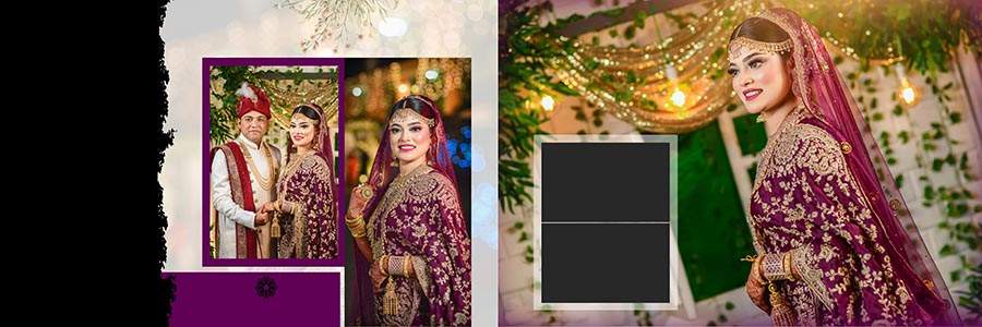 Modern Barat ceremony album design PSD with stylish frames