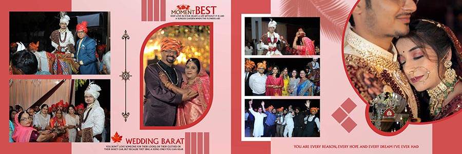 Traditional wedding photography album PSD design template