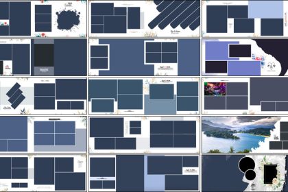 15 Modern Blue Floral Album Design PSD 12x36 Free Download