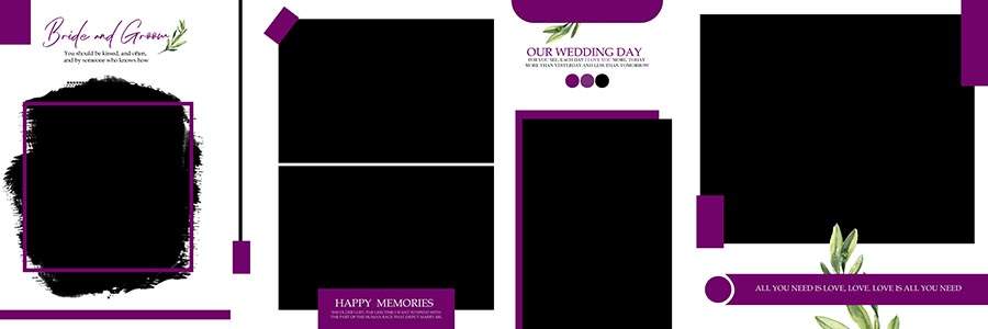 Modern wedding album layout PSD for professional studios