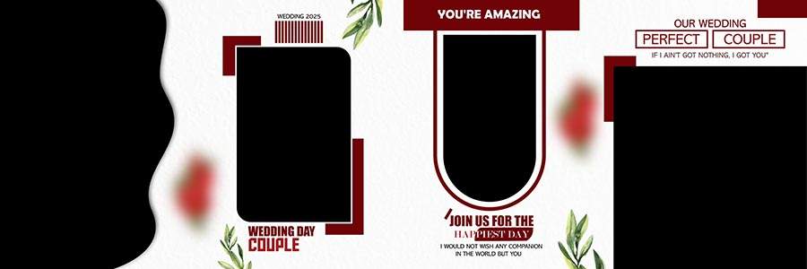 Beautiful wedding album background PSD template for designers
