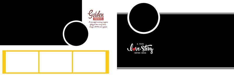 Modern marriage album sheet PSD with stylish wedding frames