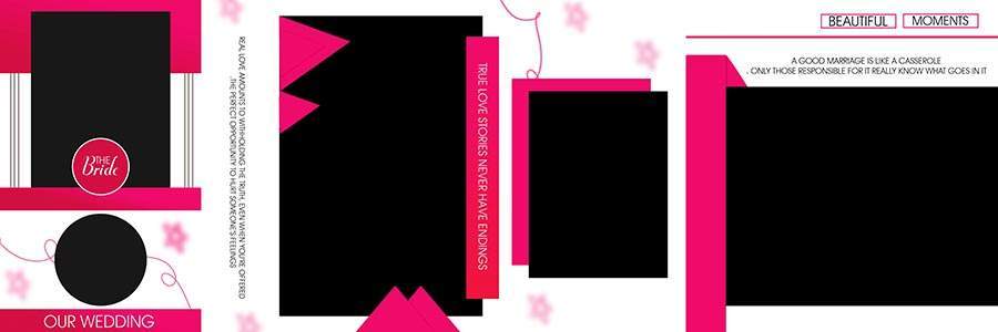 Modern marriage album sheet PSD with stylish wedding frames