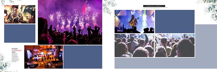 Creative wedding album sheet design PSD with stylish backgrounds