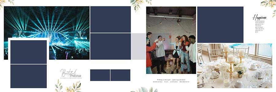 Beautiful wedding photography album template PSD with editable layers