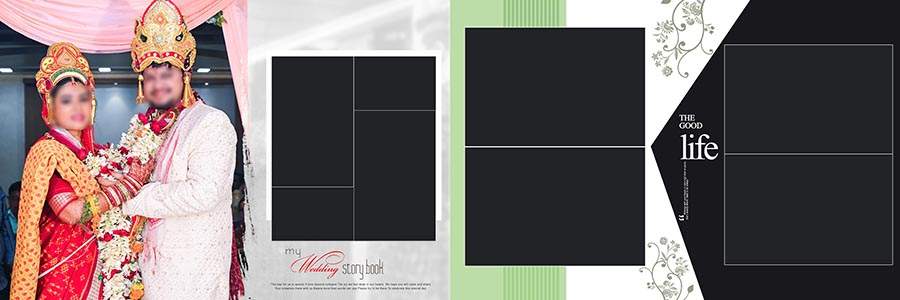 Creative wedding photo album PSD template 12x36 Bengali style