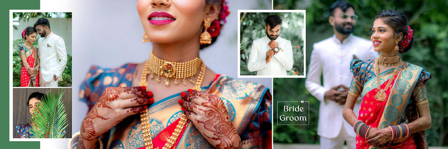 Traditional wedding album design PSD template 12x36 format