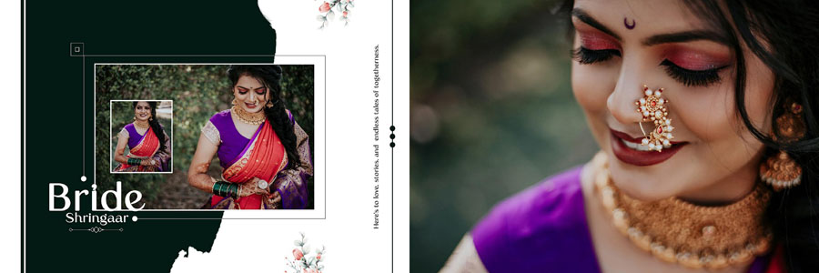 High quality marriage album design template for Photoshop users