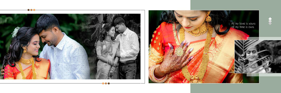 Romantic marriage album layout PSD template for wedding photos