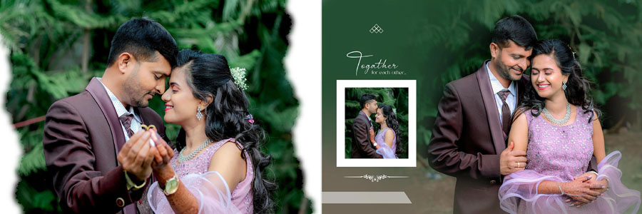 Luxury marriage album template with elegant photo layout design