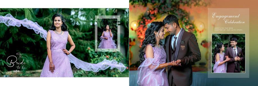 Creative wedding album spread design PSD file 12x36 inch