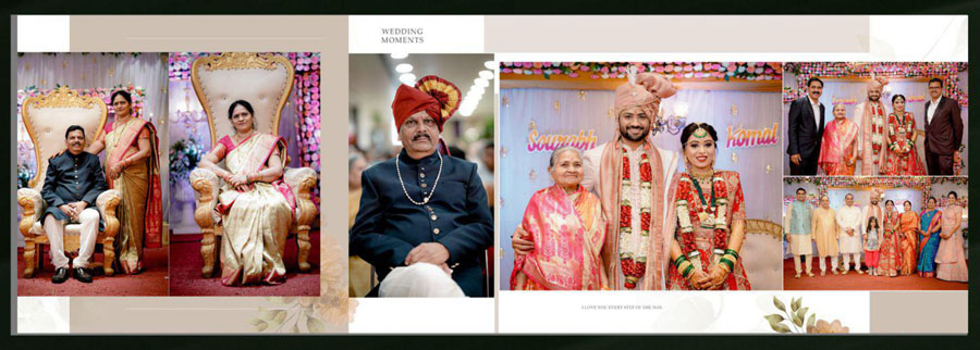 Traditional wedding photo album PSD 12x36 layout