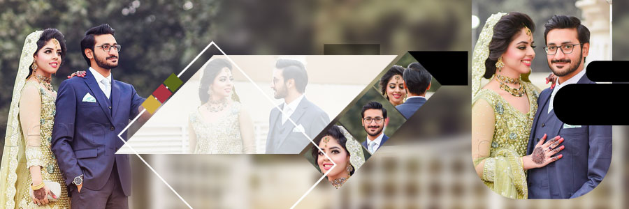Pre-wedding album PSD template with decorative photo layout