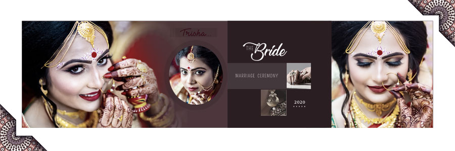 Creative bride and groom photo album PSD template